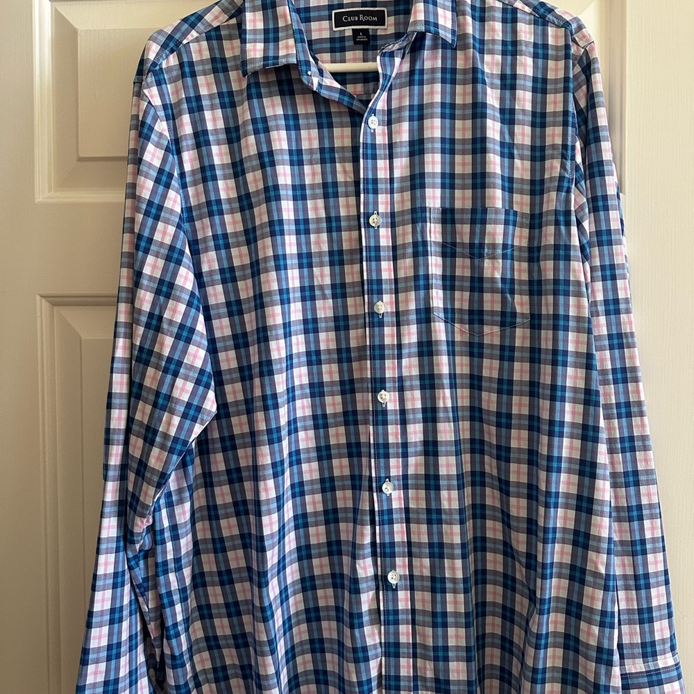Club Room Casual Blue and Pink Button Down Shirt